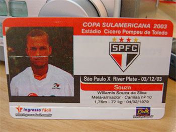 Ingresso do jogo entre River Plate e São Paulo, que perdeu. =P
